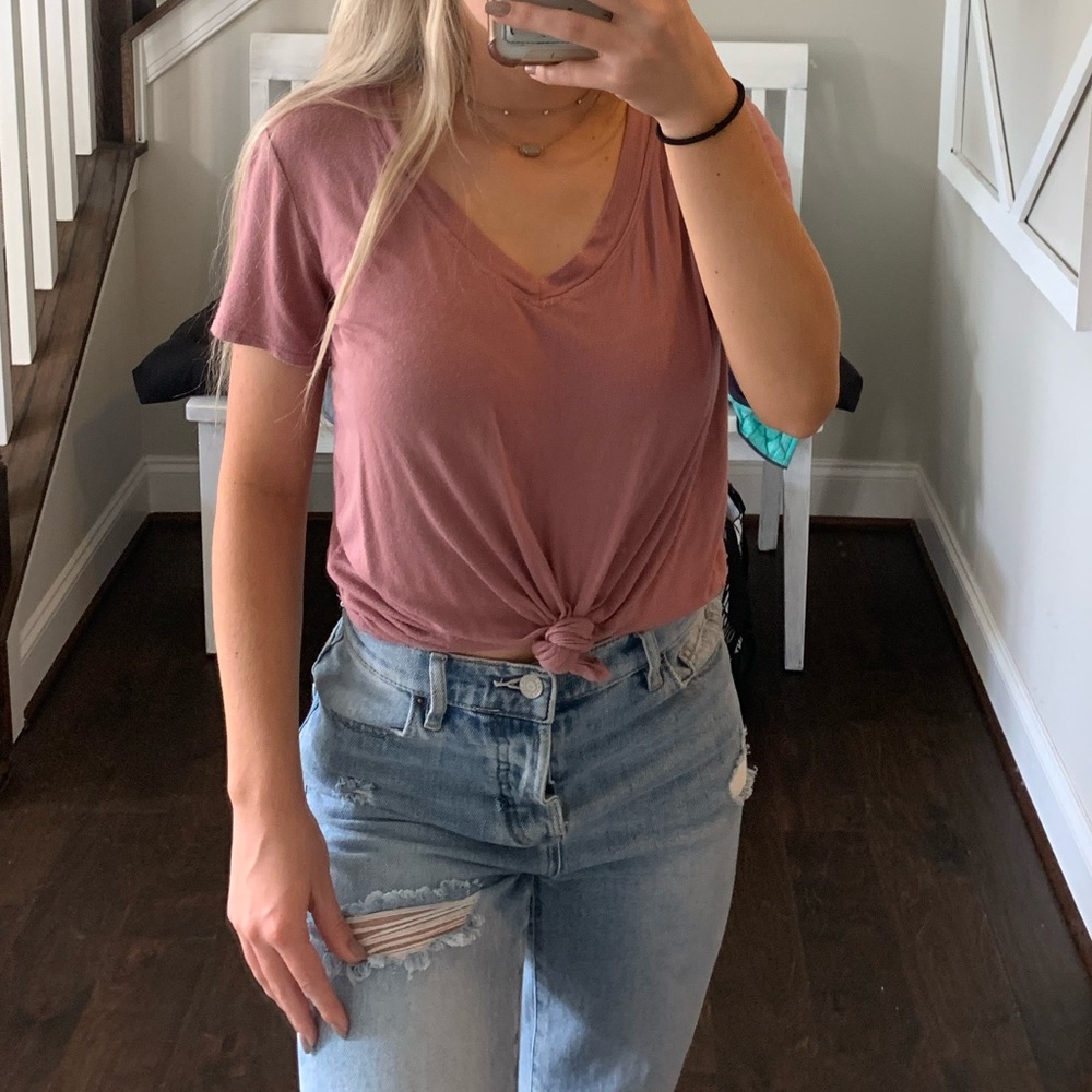 Pink V Neck Shirt